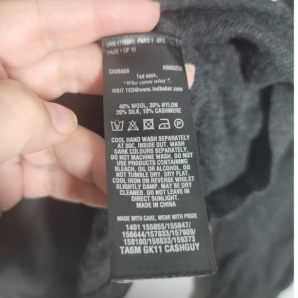 Ted Baker London Cashguy Sweater Size 5 V-Neck Long Sleeve Gray Wool Silk Blend - Picture 5 of 7